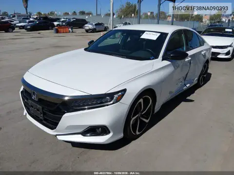 2022 Honda Accord Sport VIN 1HGCV1F38NA090393 фото 3