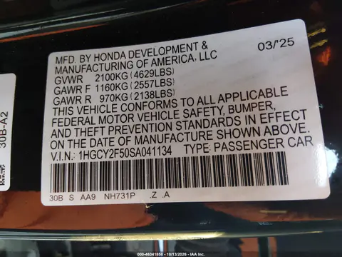 2025 Honda Accord Hybrid Sport VIN 1HGCY2F50SA041134 фото 10