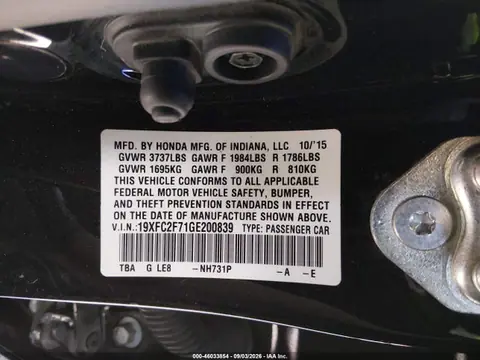 2016 Honda CIVIC EX VIN 19XFC2F71GE200839 фото 9
