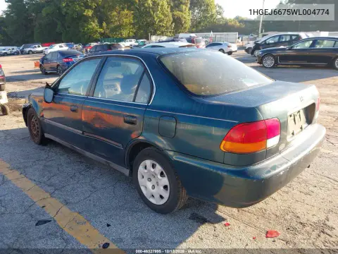 1998 Honda Civic Lx VIN 1HGEJ6675WL004774 фото 4
