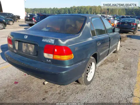 1998 Honda Civic Lx VIN 1HGEJ6675WL004774 фото 5