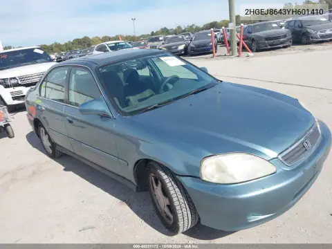 2000 Honda Civic Ex VIN 2HGEJ8643YH601410 фото 2