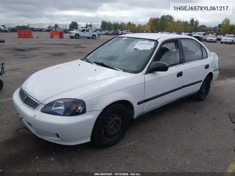2000 Honda Civic Lx VIN 1HGEJ657XYL061217 фото 3