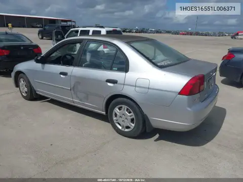 2001 Honda Civic Lx VIN 1HGES16551L006371 фото 4