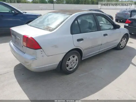 2001 Honda Civic Lx VIN 1HGES16551L006371 фото 5