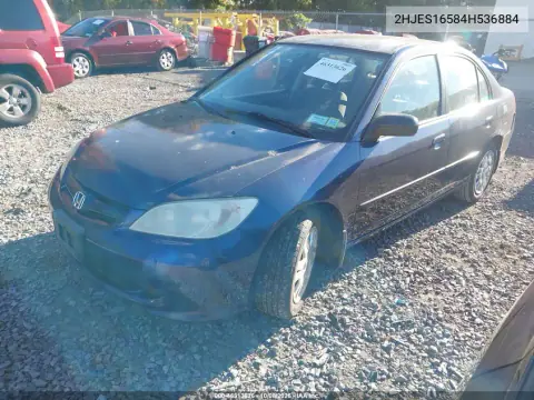 2004 Honda Civic Lx VIN 2HGES16584H536884 фото 3