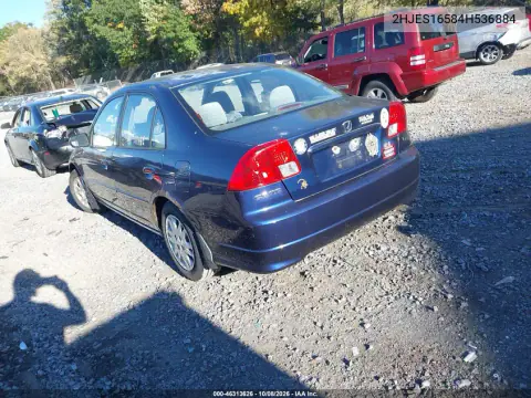 2004 Honda Civic Lx VIN 2HGES16584H536884 фото 4