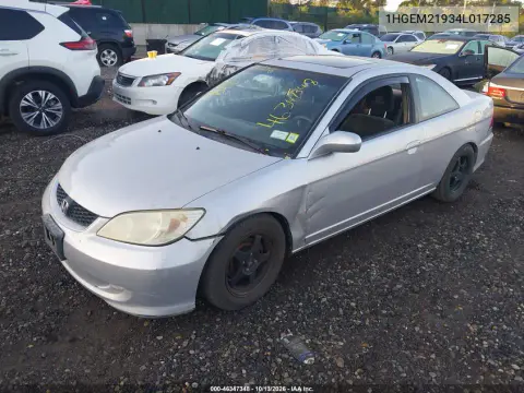 2004 Honda Civic Ex VIN 1HGEM21934L017285 фото 3