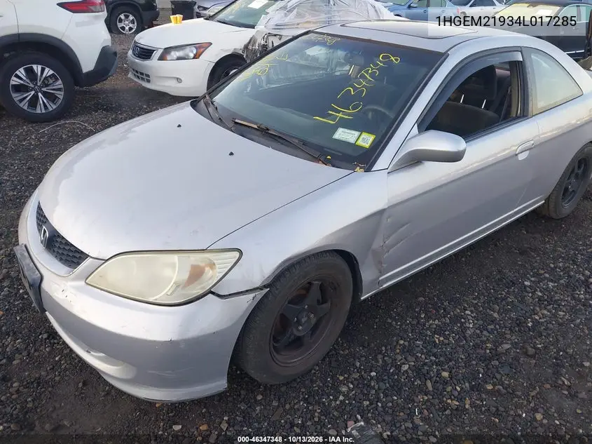 2004 Honda Civic Ex VIN 1HGEM21934L017285 фото 7