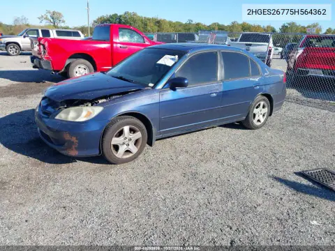 2005 Honda Civic Ex VIN 2HGES26775H564362 фото 3
