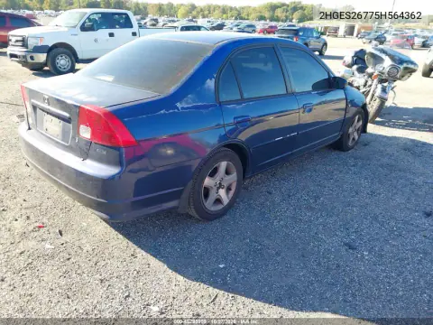 2005 Honda Civic Ex VIN 2HGES26775H564362 фото 5