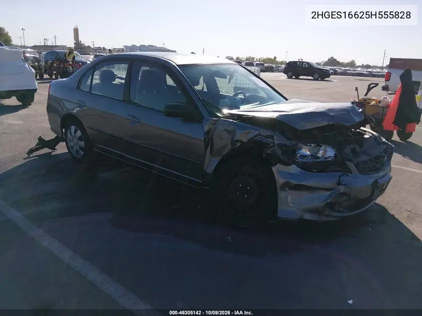 2005 Honda Civic Lx VIN 2HGES16625H555828 фото 2