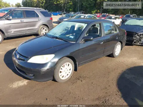 2005 Honda Civic Lx VIN 2HGES16615H608051 фото 3