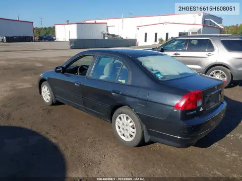2005 Honda Civic Lx VIN 2HGES16615H608051 фото 4