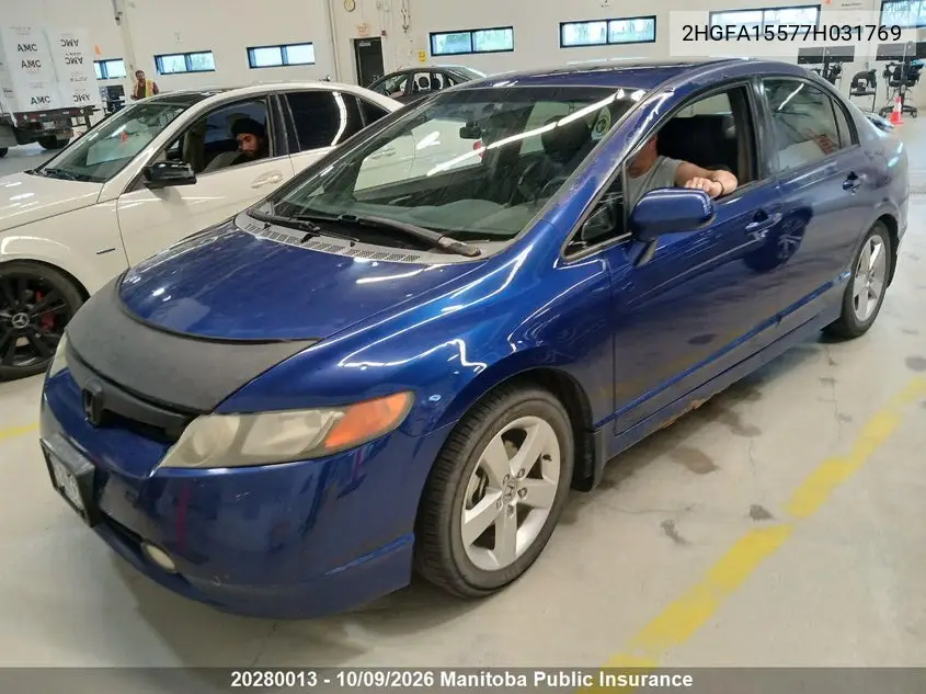 2007 Honda Civic Lx VIN 2HGFA15577H031769 фото 1