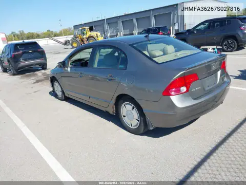 2007 Honda Civic Hybrid VIN JHMFA36267S027816 фото 4
