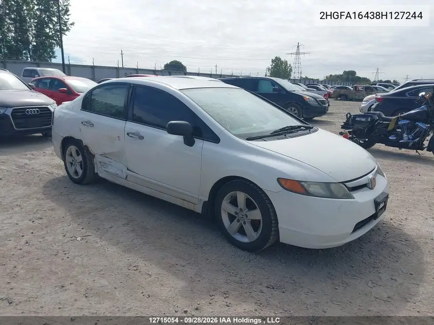 2008 Honda Civic VIN 2HGFA16438H127244 фото 2