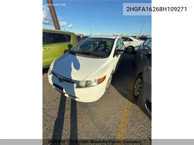 2008 Honda Civic Dx-A VIN 2HGFA16268H109271 фото 1