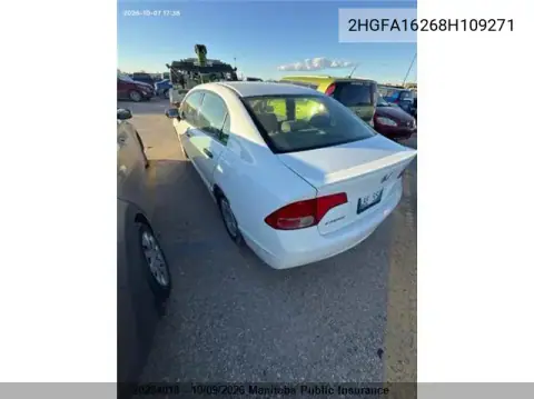 2008 Honda Civic Dx-A VIN 2HGFA16268H109271 фото 2