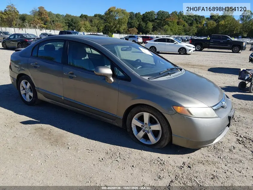 2008 Honda Civic Ex VIN 2HGFA16898H354120 фото 2