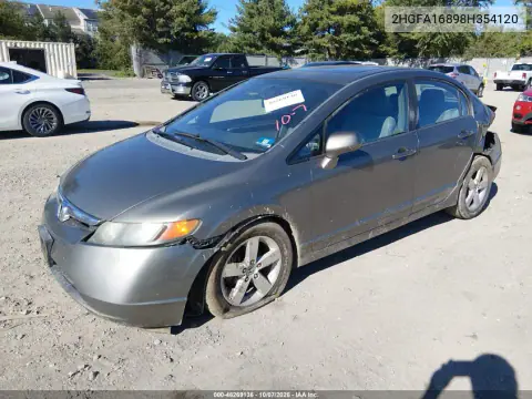 2008 Honda Civic Ex VIN 2HGFA16898H354120 фото 3