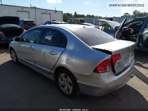 2008 Honda Civic Ex VIN 2HGFA16818H312265 фото 4