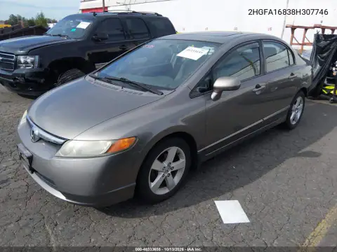 2HGFA16838H307746 — 2008 Honda Civic, фото 3 с аукциона IAAI, Задняя часть