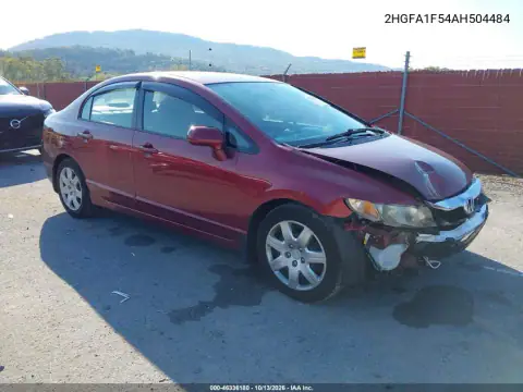 2HGFA1F54AH504484 — 2010 Honda Civic, Передняя часть, фото до ремонта