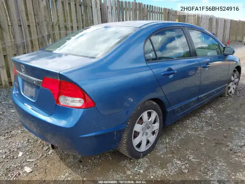 2011 Honda Civic Lx VIN 2HGFA1F56BH524916 фото 5