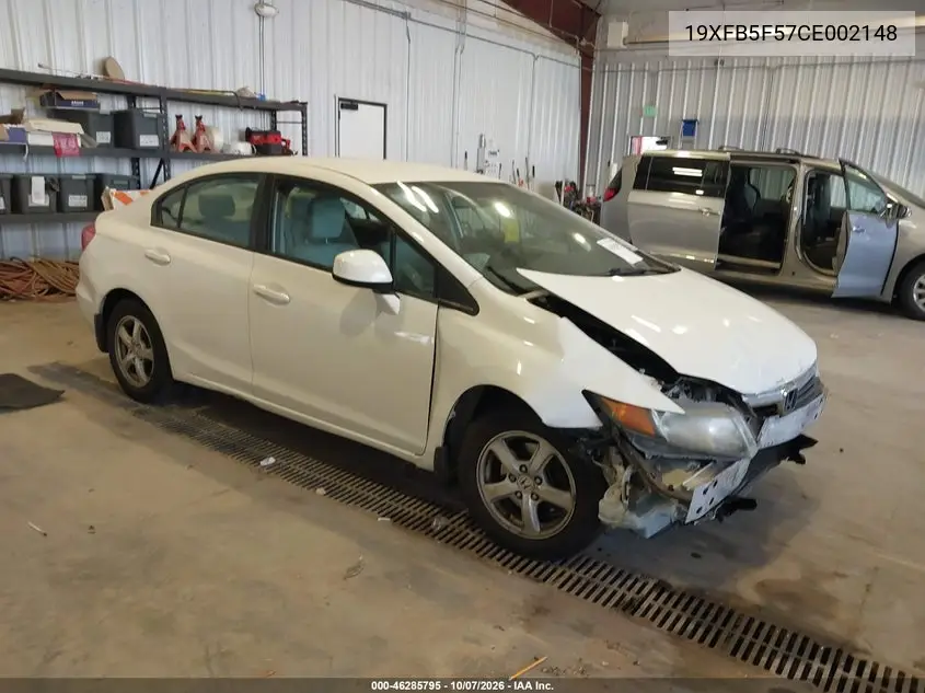 2012 Honda Civic Natural Gas VIN 19XFB5F57CE002148 фото 2