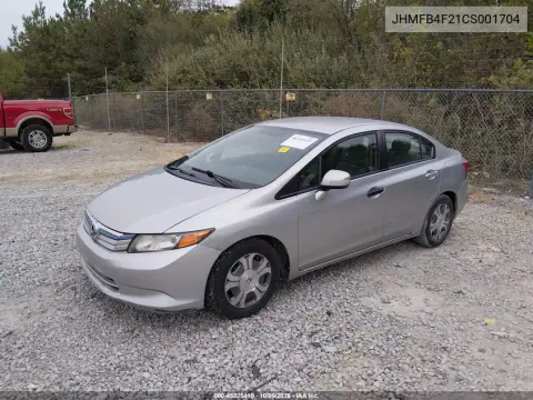 2012 Honda Civic Hybrid VIN JHMFB4F21CS001704 фото 2