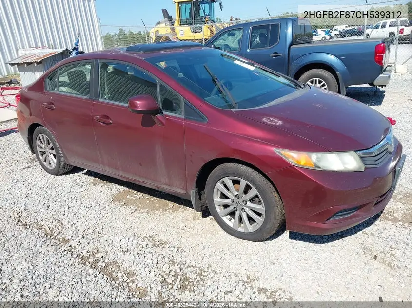 2HGFB2F87CH539312 Honda Civic 2012 — повреждение Естественный износ, фото до ремонта