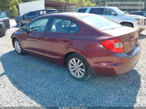 2HGFB2F87CH539312 — 2012 Honda Civic, фото 3 с аукциона IAAI 23.10.2026, Естественный износ