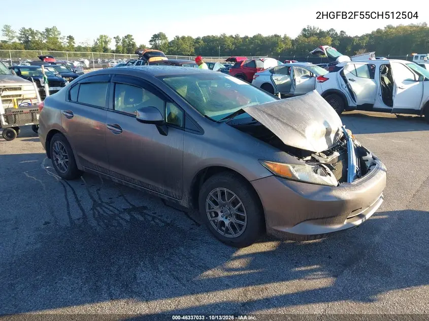 2012 Honda Civic Lx VIN 2HGFB2F55CH512504 фото 1