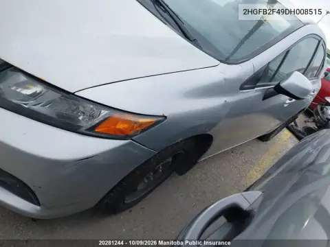2013 Honda Civic Lx VIN 2HGFB2F49DH008515 фото 2