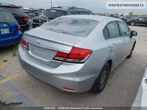 2013 Honda Civic Lx VIN 2HGFB2F49DH008515 фото 4