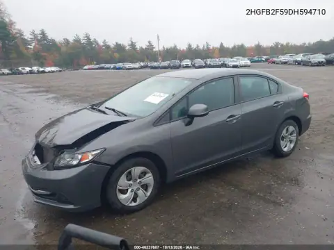 2013 Honda Civic Lx VIN 2HGFB2F59DH594710 фото 3
