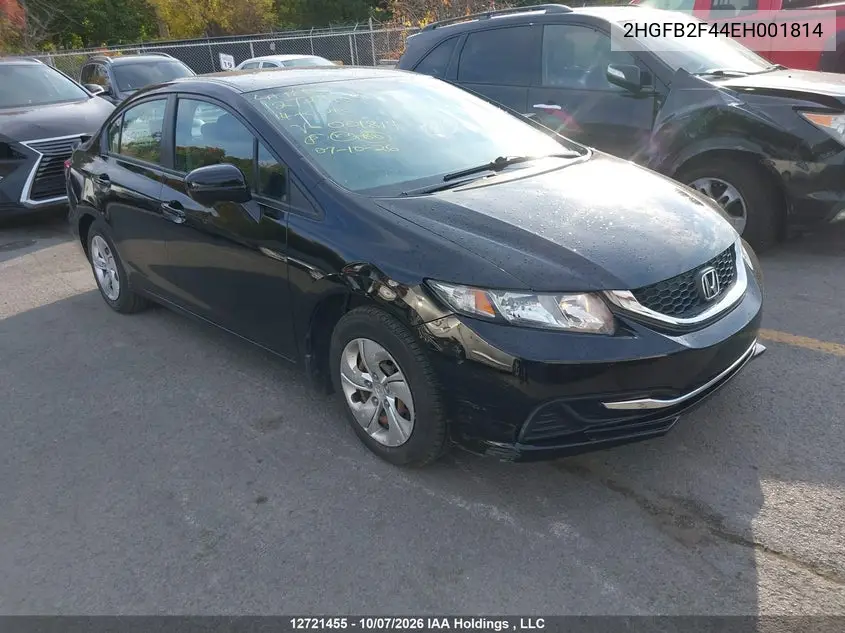 2HGFB2F44EH001814 — 2014 Honda Civic, фото 2 с аукциона IAAI 19.10.2026, Левый бок