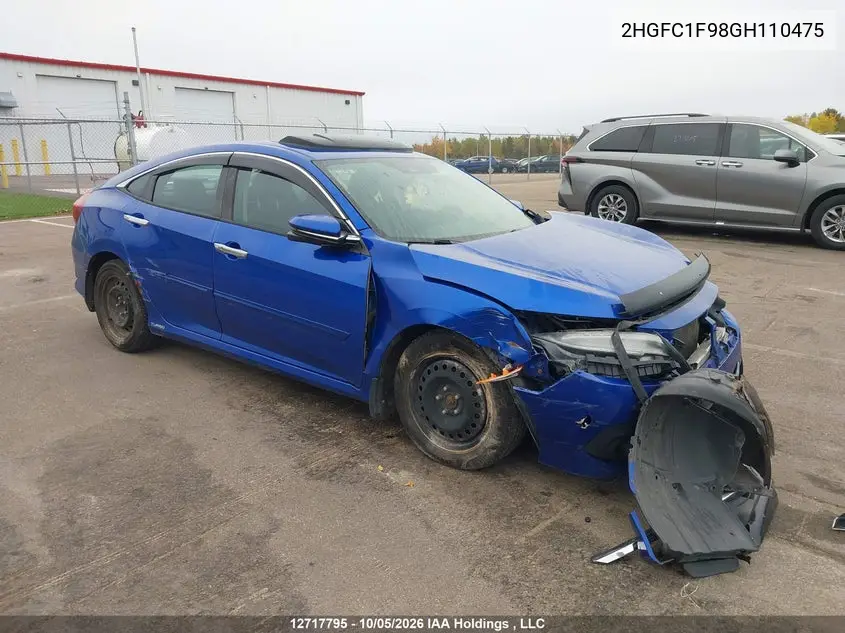 2016 Honda Civic Touring VIN 2HGFC1F98GH110475 фото 1