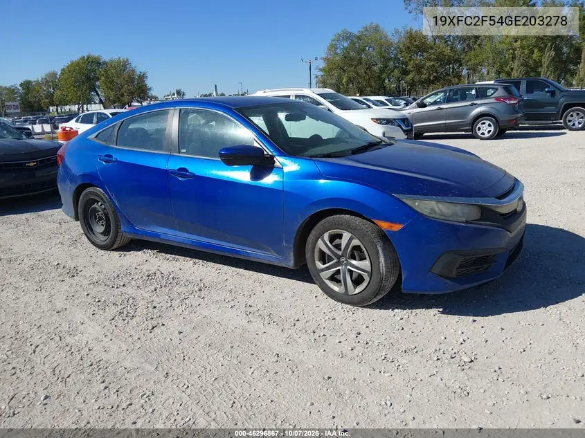 2016 Honda Civic Lx VIN 19XFC2F54GE203278 фото 2