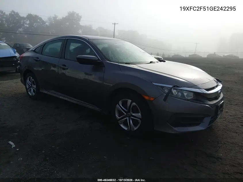 2016 Honda Civic Lx VIN 19XFC2F51GE242295 фото 2