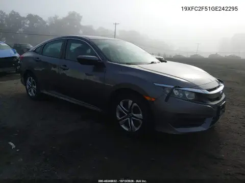 19XFC2F51GE242295 — 2016 Honda Civic, Передний левый, фото до ремонта