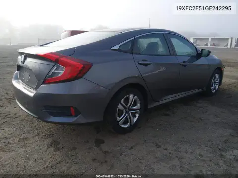 2016 Honda Civic Lx VIN 19XFC2F51GE242295 фото 5