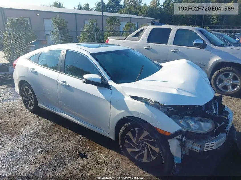 19XFC2F72GE041989 Honda Civic 2016 — повреждение Передняя часть, фото до ремонта