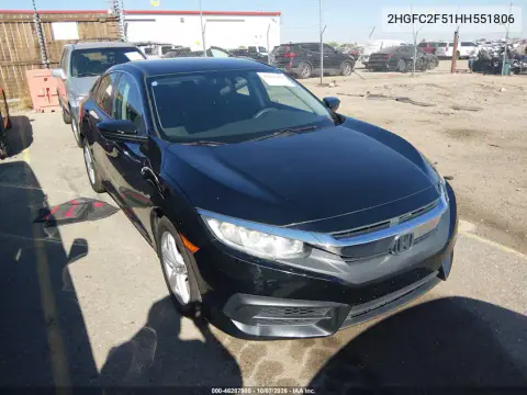 2017 Honda Civic Lx VIN 2HGFC2F51HH551806 фото 2