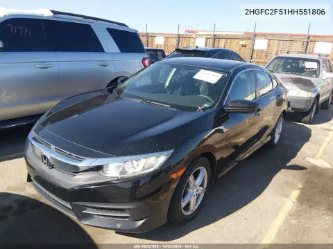 2017 Honda Civic Lx VIN 2HGFC2F51HH551806 фото 3