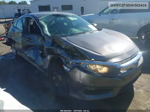 2017 Honda Civic Lx VIN 2HGFC2F50HH503424 фото 2
