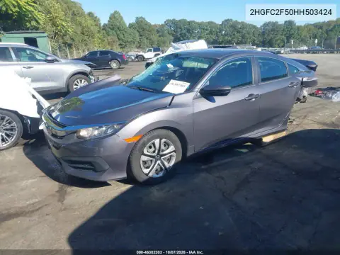 2017 Honda Civic Lx VIN 2HGFC2F50HH503424 фото 3