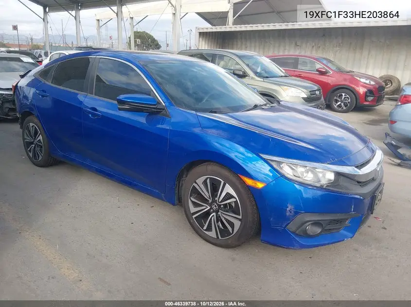 2017 Honda Civic Ex-T VIN 19XFC1F33HE203864 фото 2
