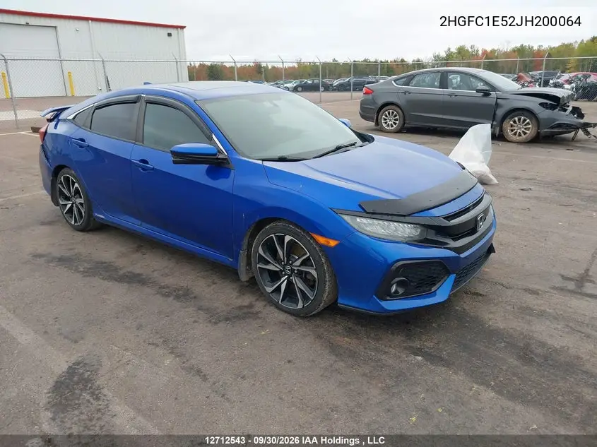 2018 Honda Civic Si Si VIN 2HGFC1E52JH200064 фото 2